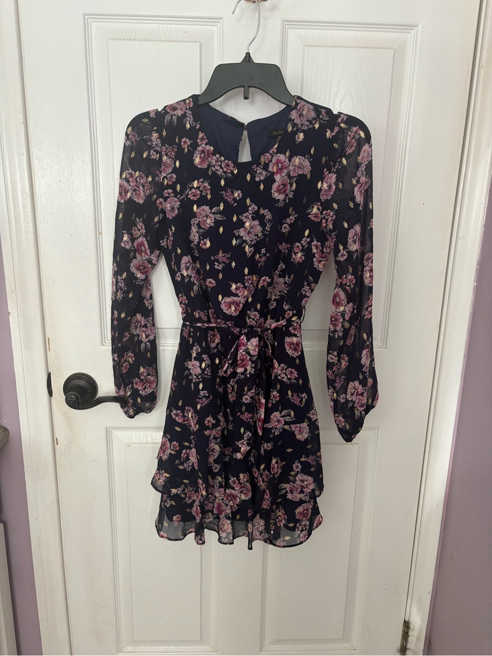 City Studio Floral Dress - Pink & Navy, extra small